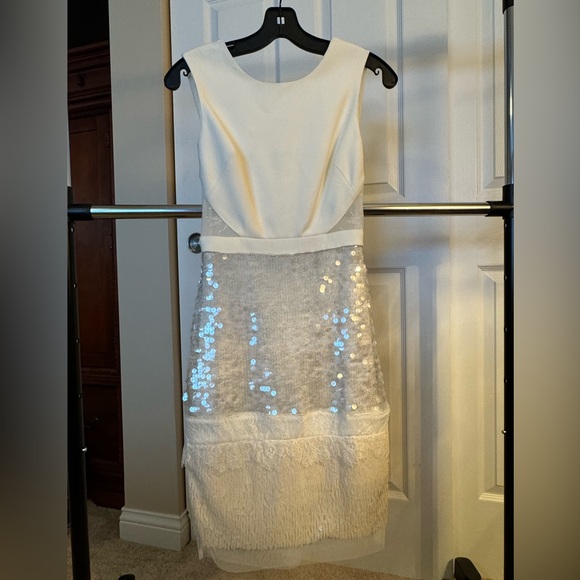 BCBG Dresses & Skirts - BCBG short white sequined dress
